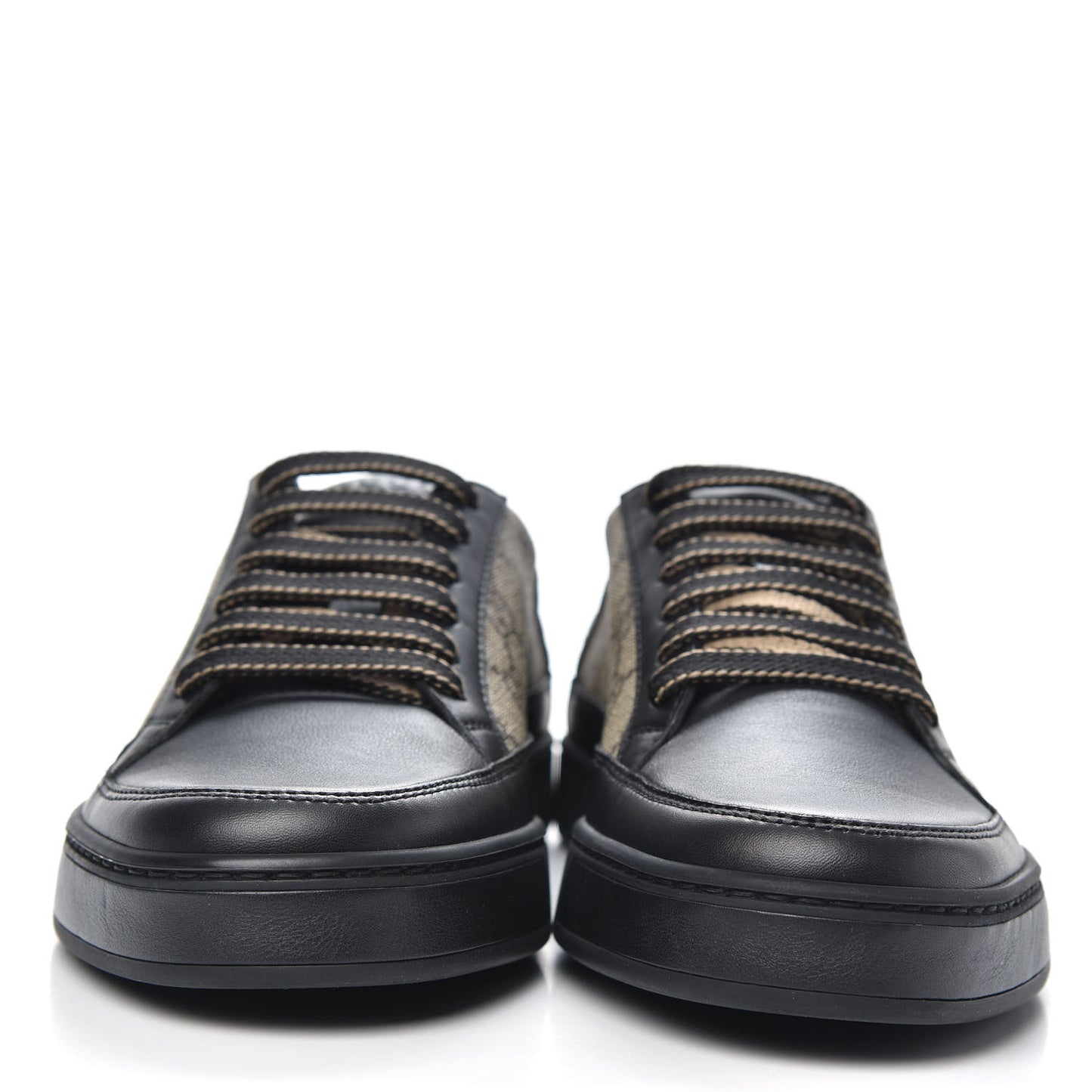 GG Supreme Monogram Mens Low Top Sneakers 4.5 Black Beige Ebony