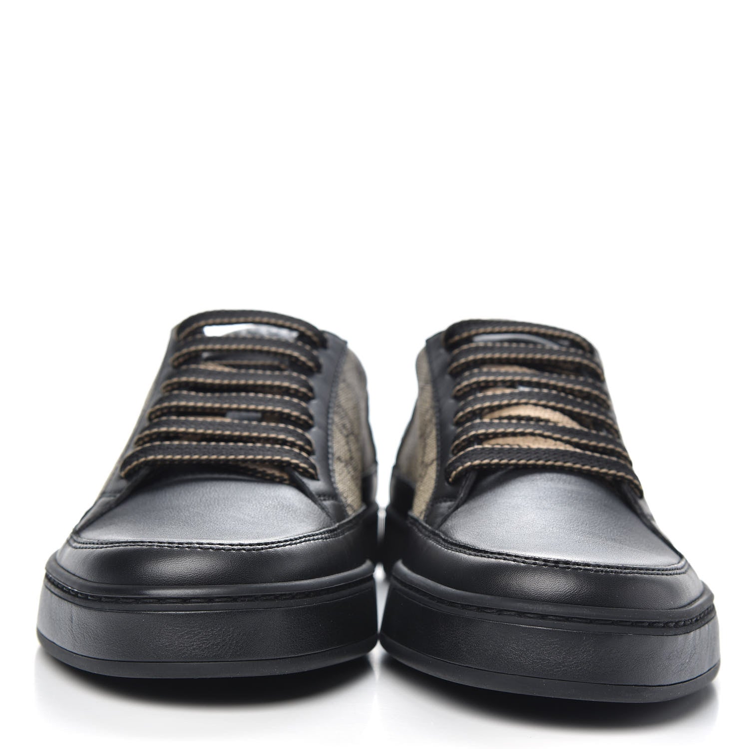 Gucci GG Supreme Monogram Mens Low Top Sneakers 4.5 Black Beige Ebony 2 of 8