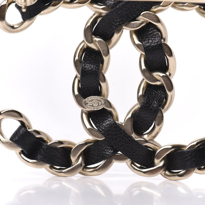 Chanel Lambskin Chain CC Brooch Black Gold 4 of 5