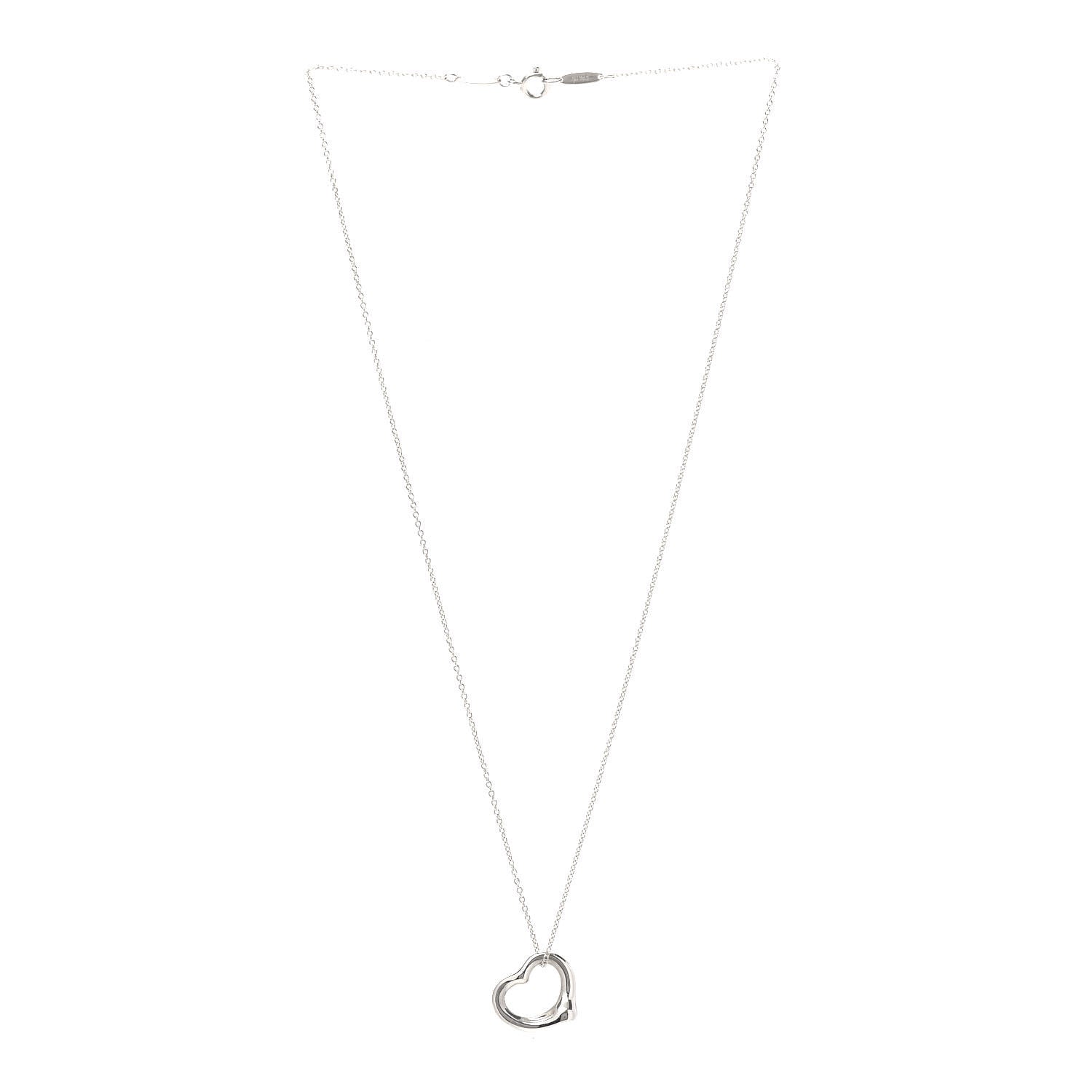 Tiffany Sterling Silver 16mm Elsa Peretti Open Heart Pendant Necklace 3 of 8