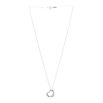 Tiffany Sterling Silver 16mm Elsa Peretti Open Heart Pendant Necklace 3 of 8