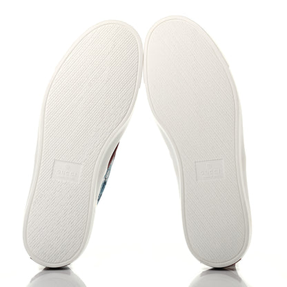 Gucci GG Supreme Monogram Blooms Womens Slip On Sneakers 38 Beige Blue Navy Red 5 of 9