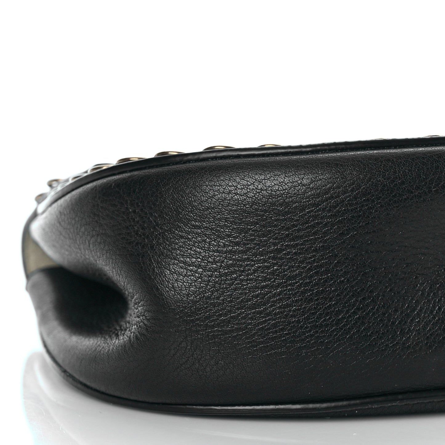 Calfskin Whipstitch Grommet Drew Shoulder Bag Black