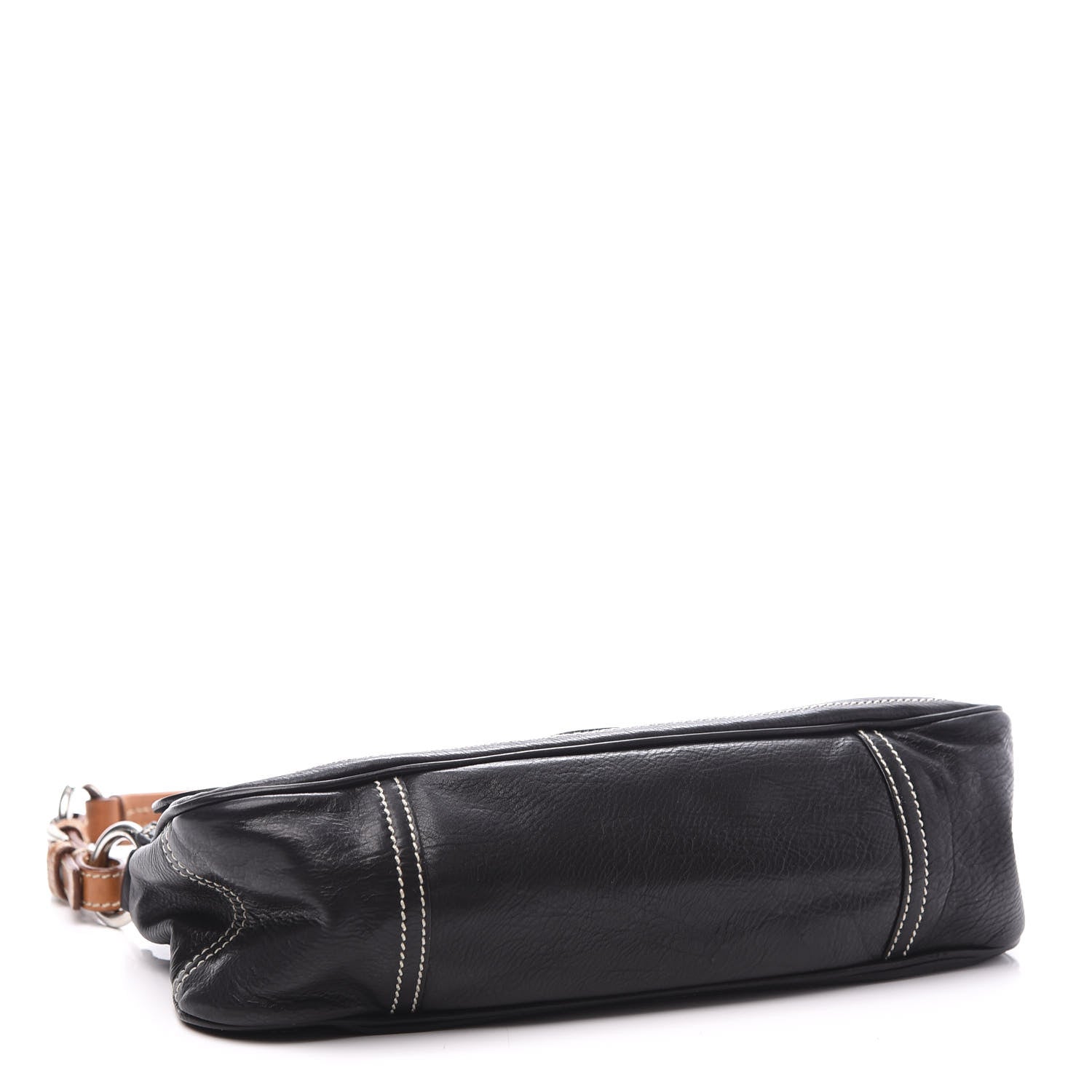 Prada Calfskin Metal Shoulder Bag Black Cuoio 3 of 10