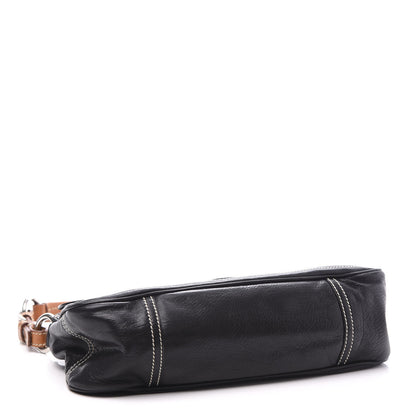 Prada Calfskin Metal Shoulder Bag Black Cuoio 3 of 10