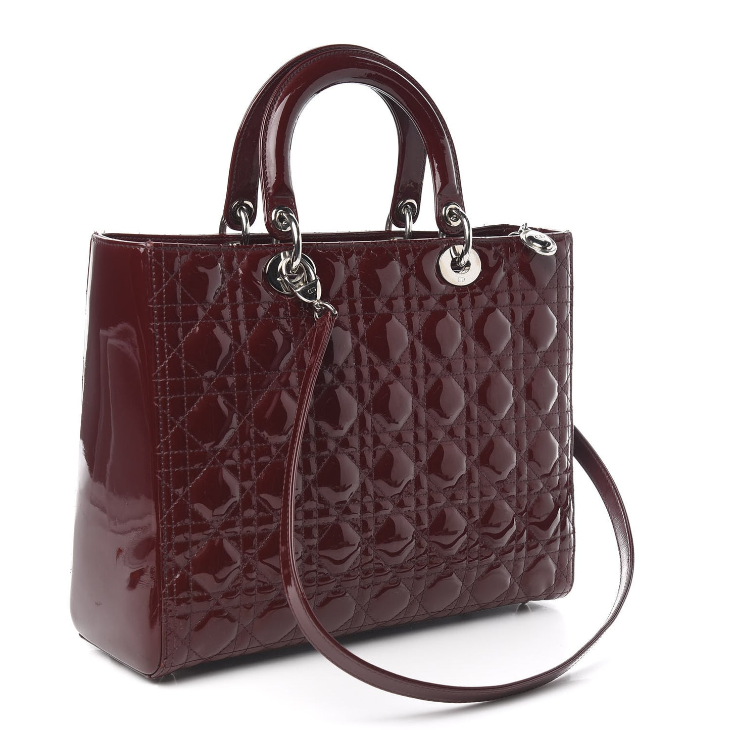 Patent Cannage Large Lady Dior Burgundy