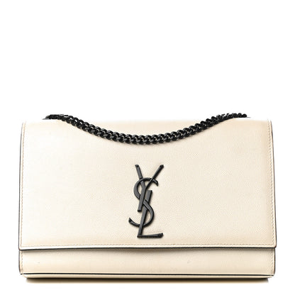 Saint Laurent Grain De Poudre Medium Classic Monogram Kate Satchel Porcellana Black 1 of 4