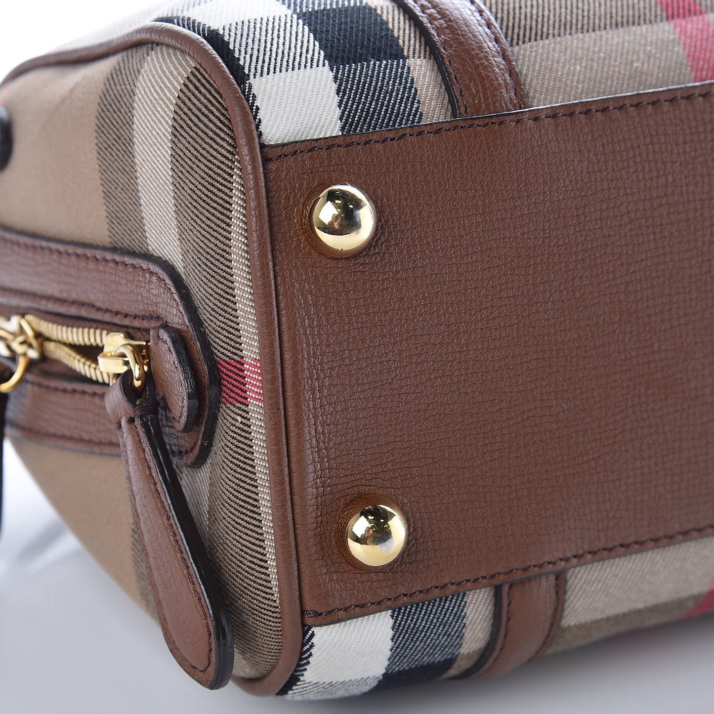 House Check Derby Calfskin Small Alchester Bowling Bag Tan
