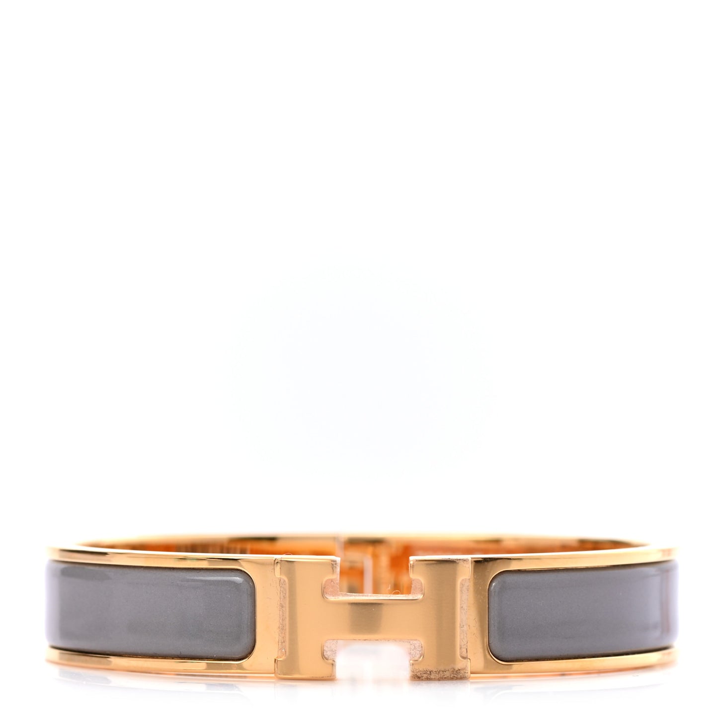 Enamel Narrow Clic Clac H Bracelet GM Gris Macadam