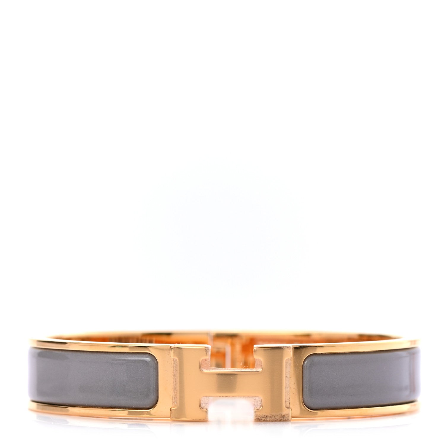 Hermes Enamel Narrow Clic Clac H Bracelet GM Gris Macadam 1 of 4