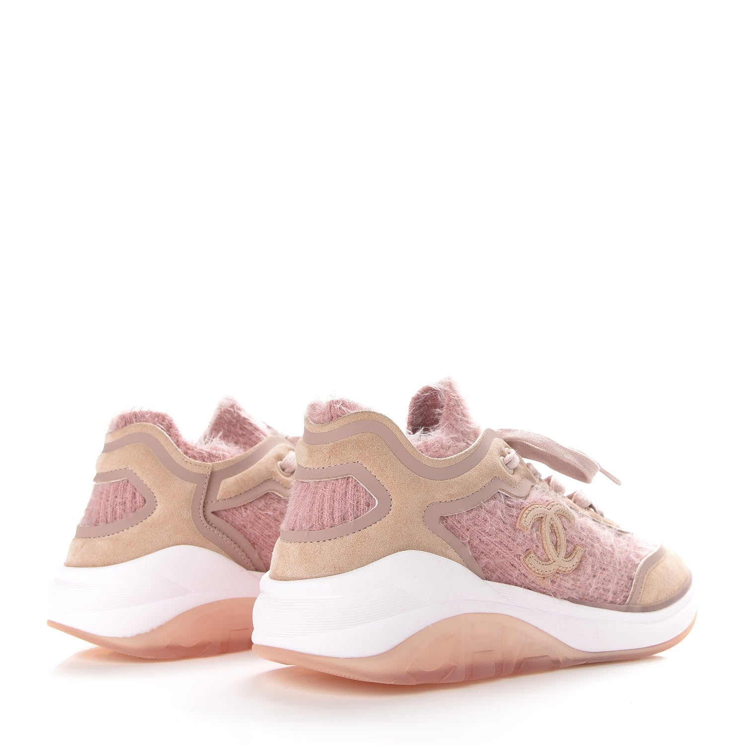Chanel Fabric Calfskin Suede CC Womens Sneakers 38.5 Pink 4 of 9