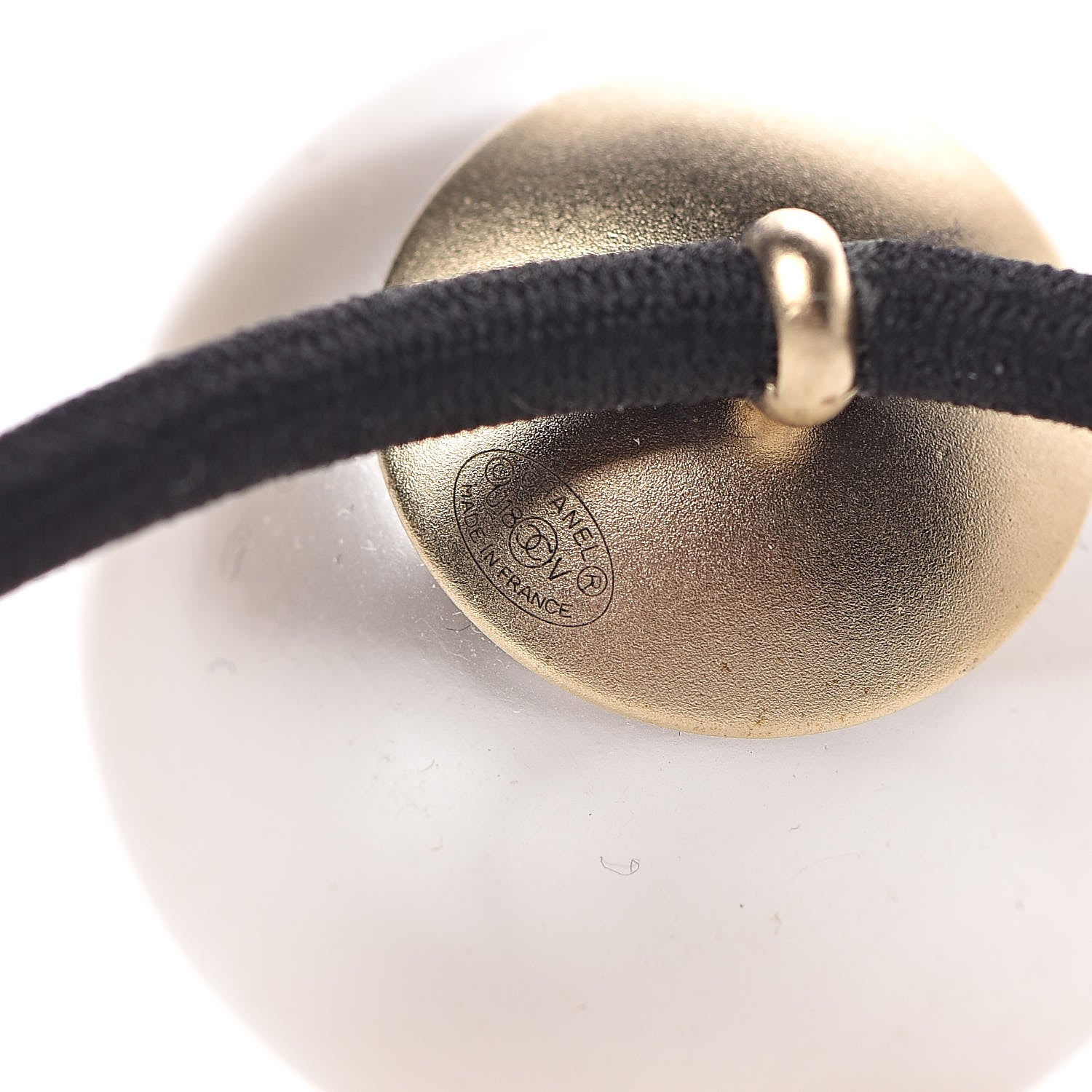 Chanel Pearl CC Hair Tie Black White 4 of 4