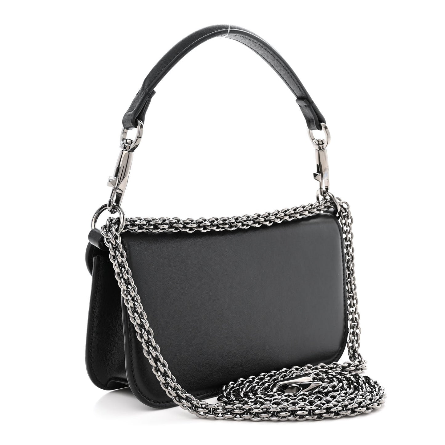 Calfskin Crystal Vlogo Small Loco Shoulder Bag Black