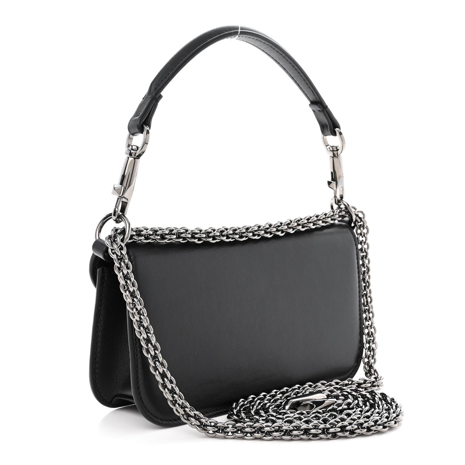 Valentino Garavani Calfskin Crystal Vlogo Small Loco Shoulder Bag Black 3 of 11