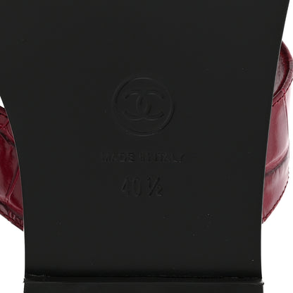 Chanel Crocodile Embossed Patent Calfskin CC Thong Sandals 40.5 Burgundy 7 of 11