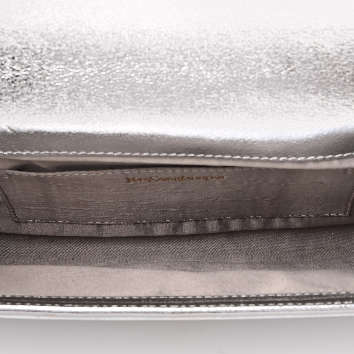 Metallic Calfskin Monogram Large Belle De Jour Clutch Silver