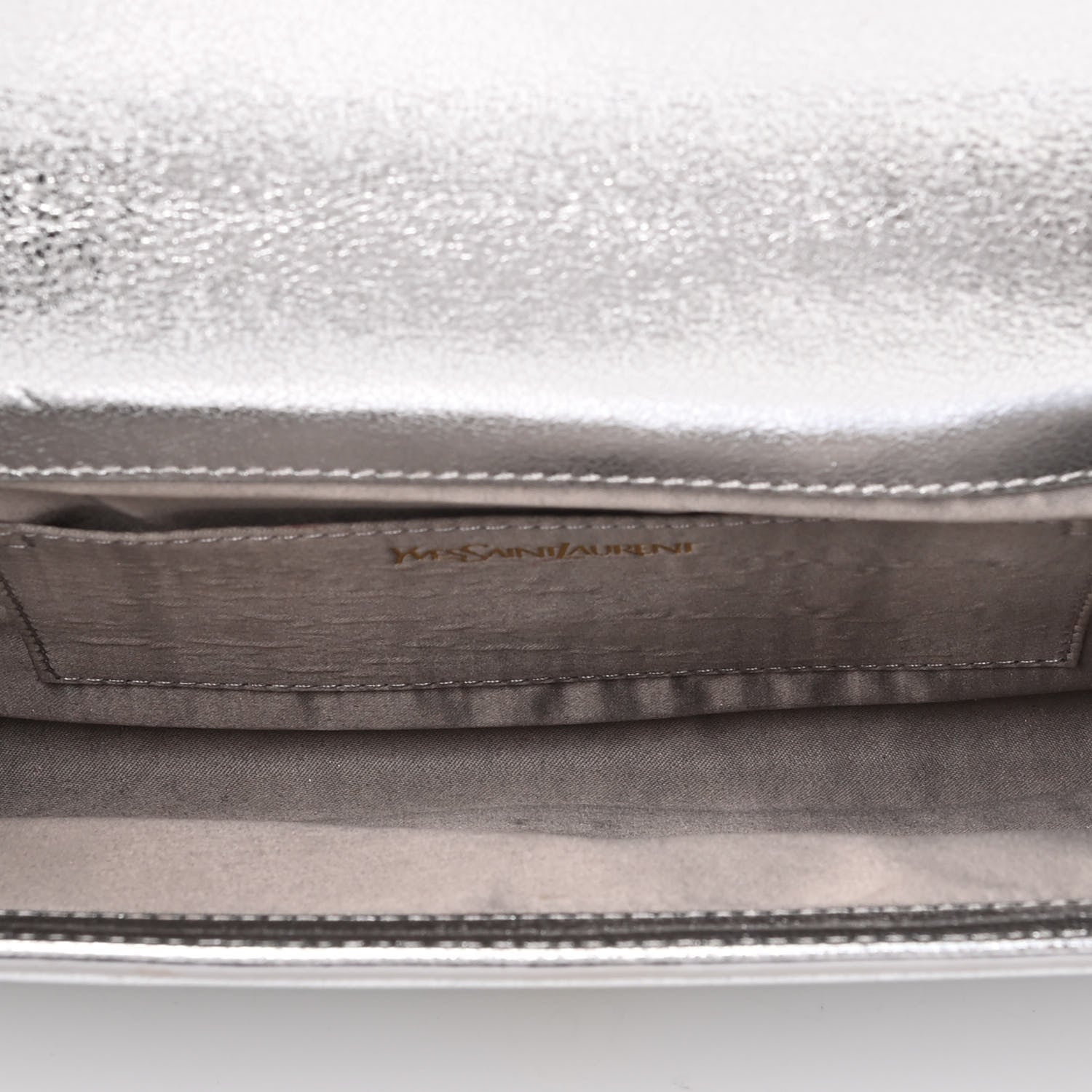 Saint Laurent Metallic Calfskin Monogram Large Belle De Jour Clutch Silver 5 of 7