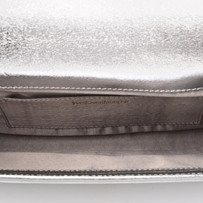 Saint Laurent Metallic Calfskin Monogram Large Belle De Jour Clutch Silver 5 of 7