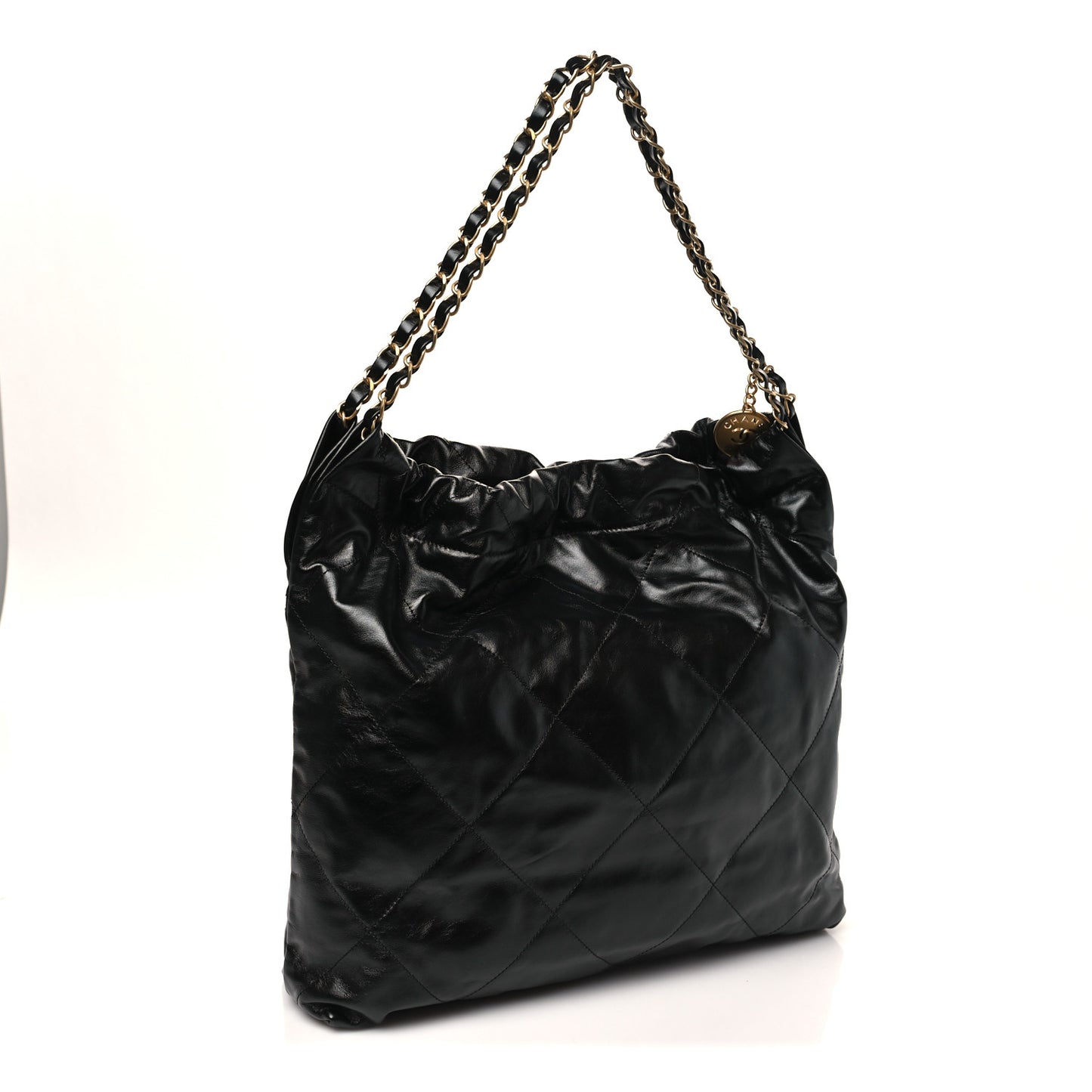 Shiny Calfskin Quilted Chanel 22 Black