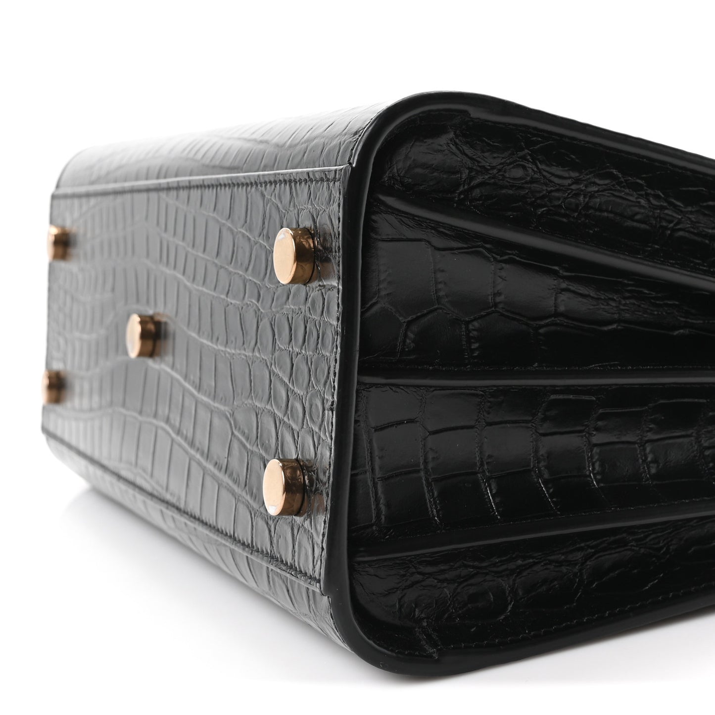 Calfskin Crocodile Embossed Baby Sac De Jour Black