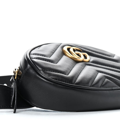 Gucci Calfskin Matelasse GG Marmont Belt Bag 75 30 Black 8 of 9