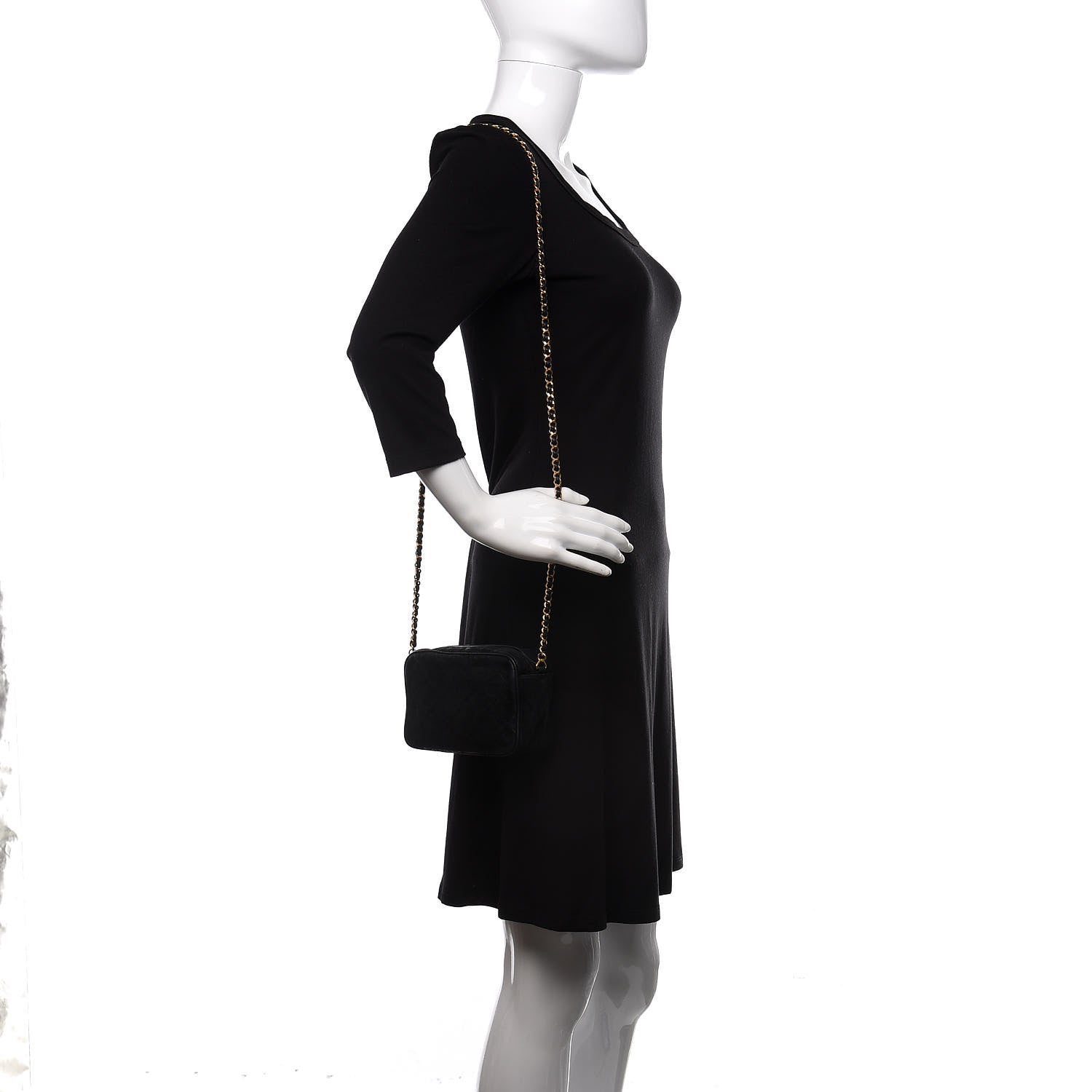 Chanel Suede Quilted Camera Case Crossbody Bag Black 2 of 16