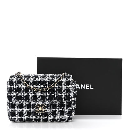 Chanel Tweed Resin Quilted Mini Heart Square Flap Navy White Black 6 of 11