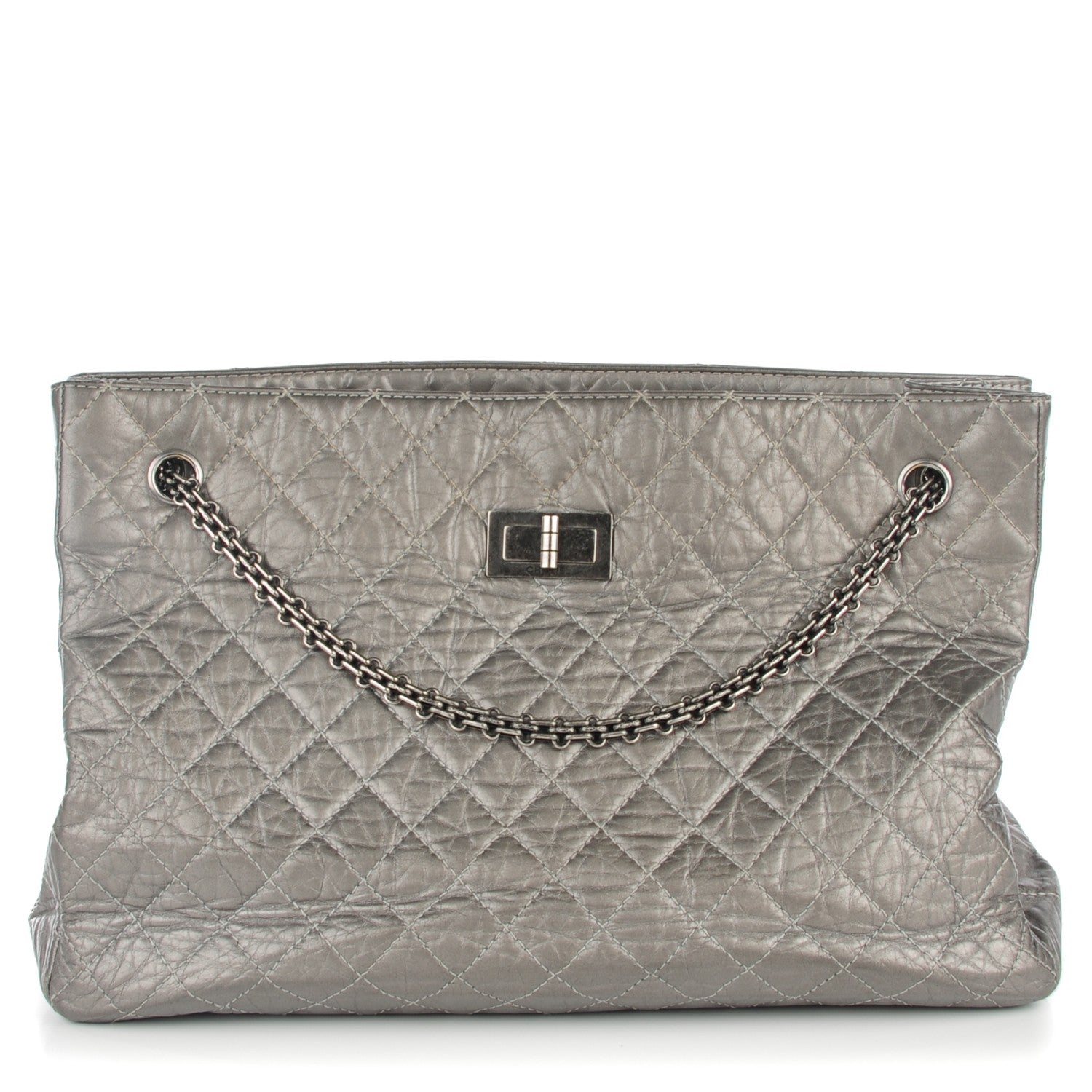 Chanel Aged Calfskin Quilted Reissue 2.55 Tote Dark Silver 1 of 7