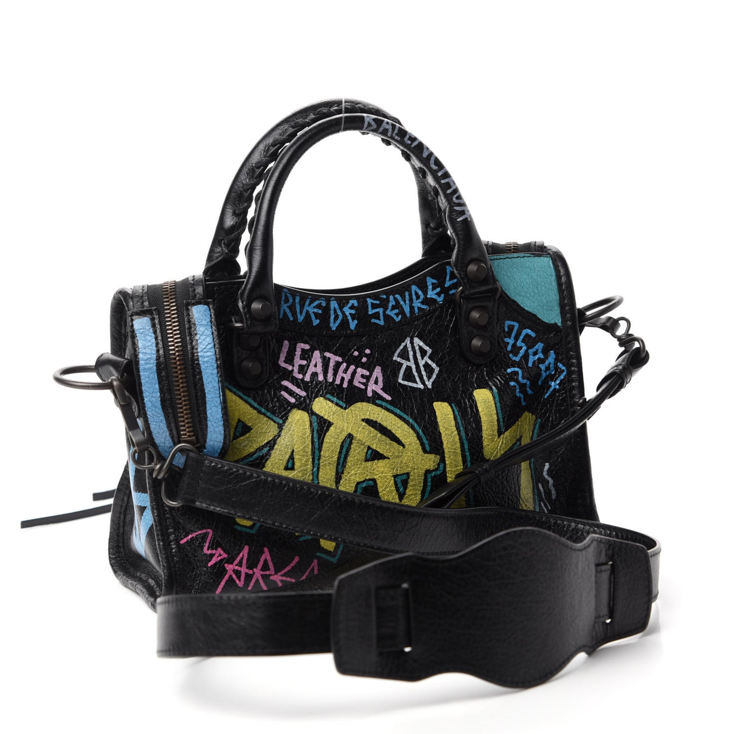 Agneau Arena Graffiti All Over Classic Hardware Mini City Black Multicolor
