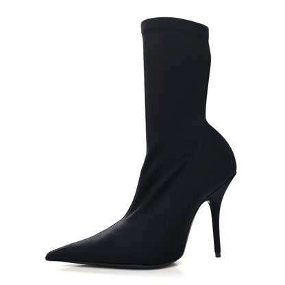 Balenciaga Matte Spandex Pointed Toe Knife 110mm Ankle Boots 38 Black 1 of 6