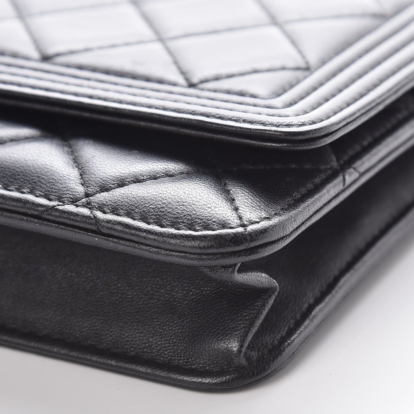Lambskin Quilted Boy Wallet On Chain WOC Black