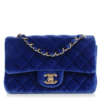 Chanel Velvet Quilted Mini Rectangular Flap Dark Blue 1 of 8