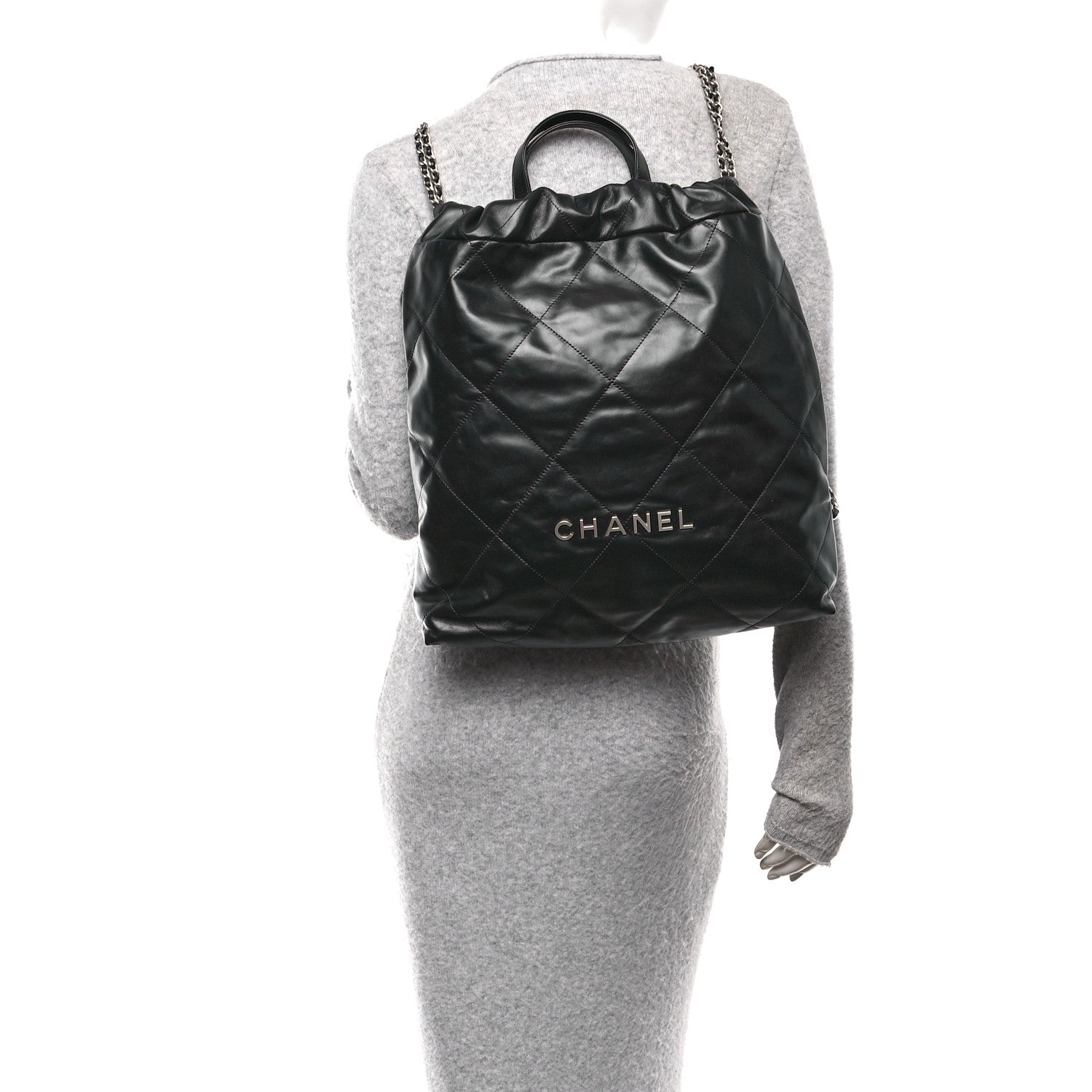 Chanel Shiny Calfskin Quilted Chanel 22 Backpack Black 2 of 10