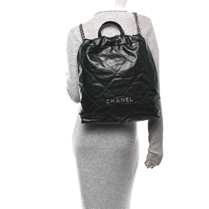 Chanel Shiny Calfskin Quilted Chanel 22 Backpack Black 2 of 10