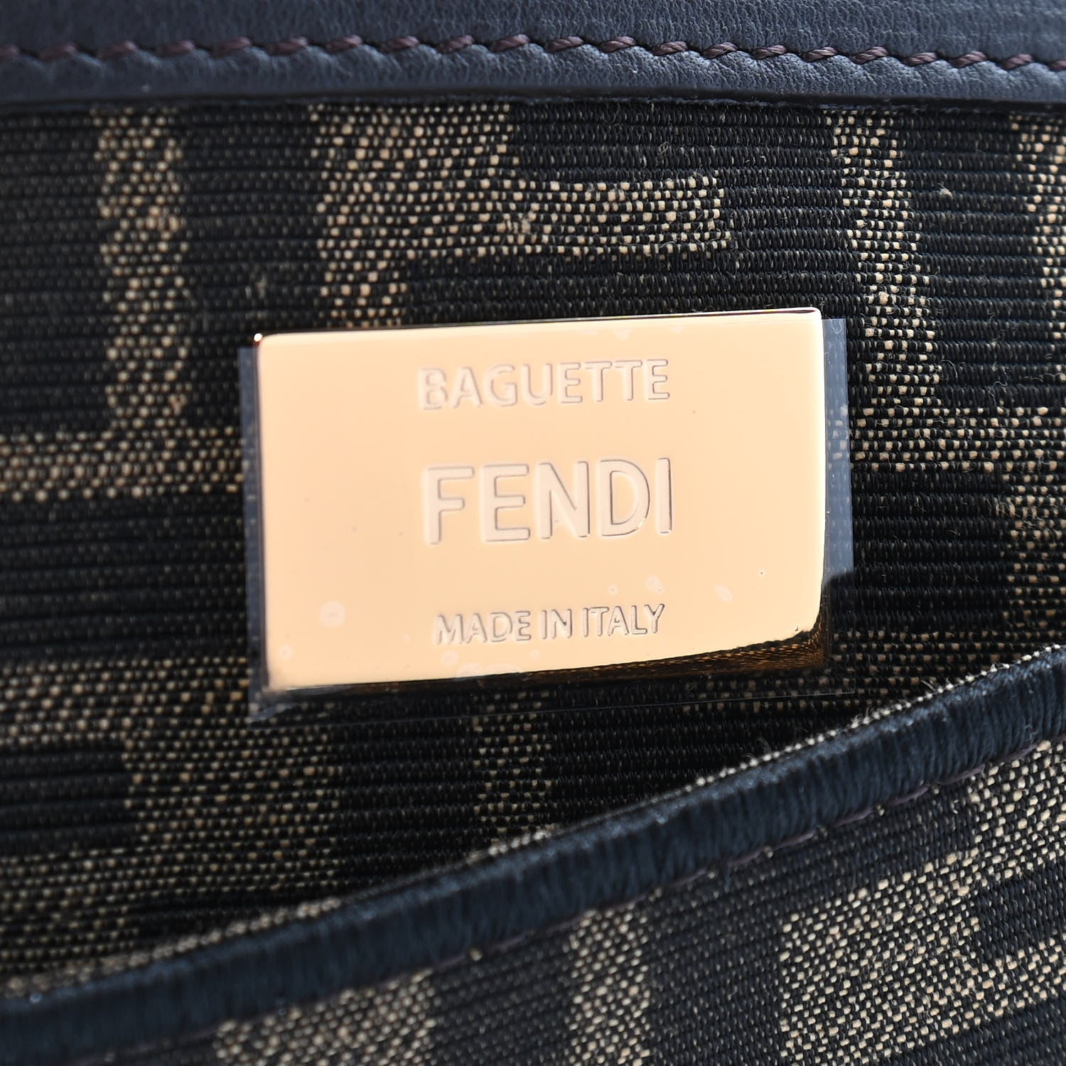 Fendi Fabric Jacquard FF 1974 Medium Baguette Tobacco Moro Black 5 of 7