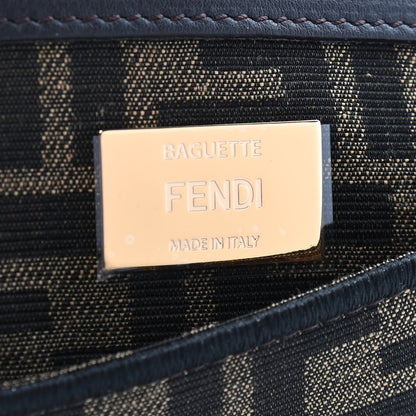 Fendi Fabric Jacquard FF 1974 Medium Baguette Tobacco Moro Black 5 of 7