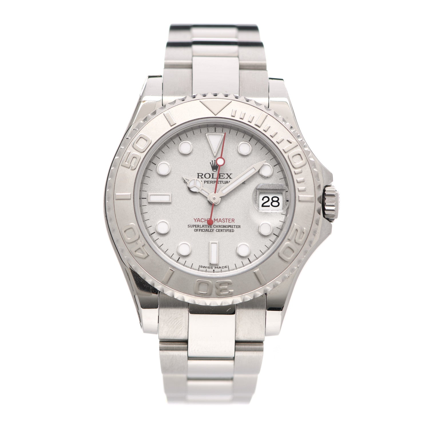 Rolex Stainless Steel Platinum 35mm Yacht-Master Watch Silver 168622 1 of 4