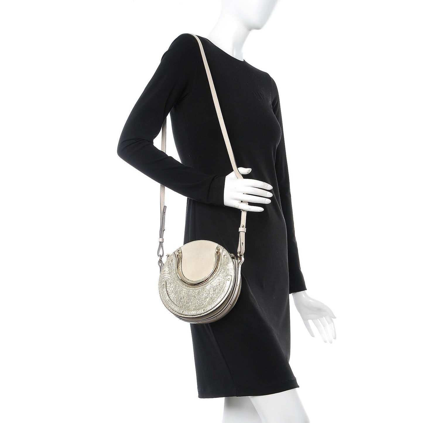 Metallic Calfskin Suede Small Pixie Bag Gold