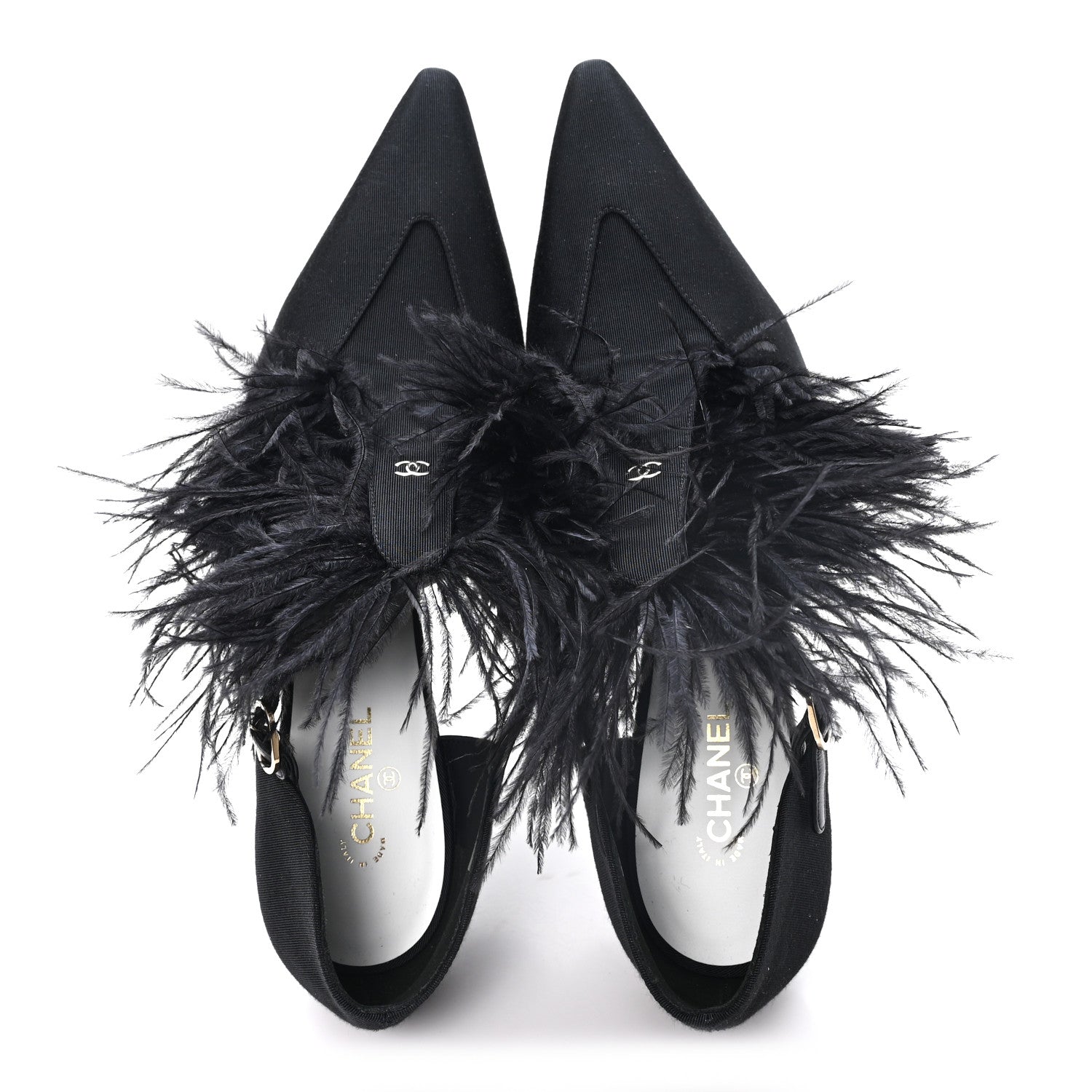 Chanel Grosgrain Feather Mary Jane Pumps 40 Black 2 of 9