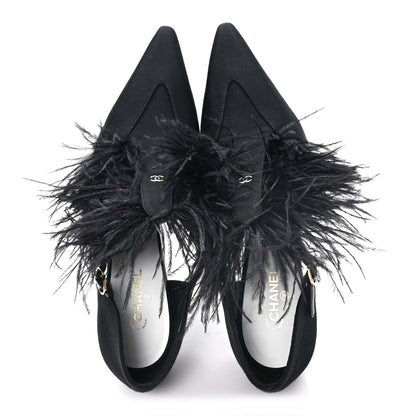 Chanel Grosgrain Feather Mary Jane Pumps 40 Black 2 of 9
