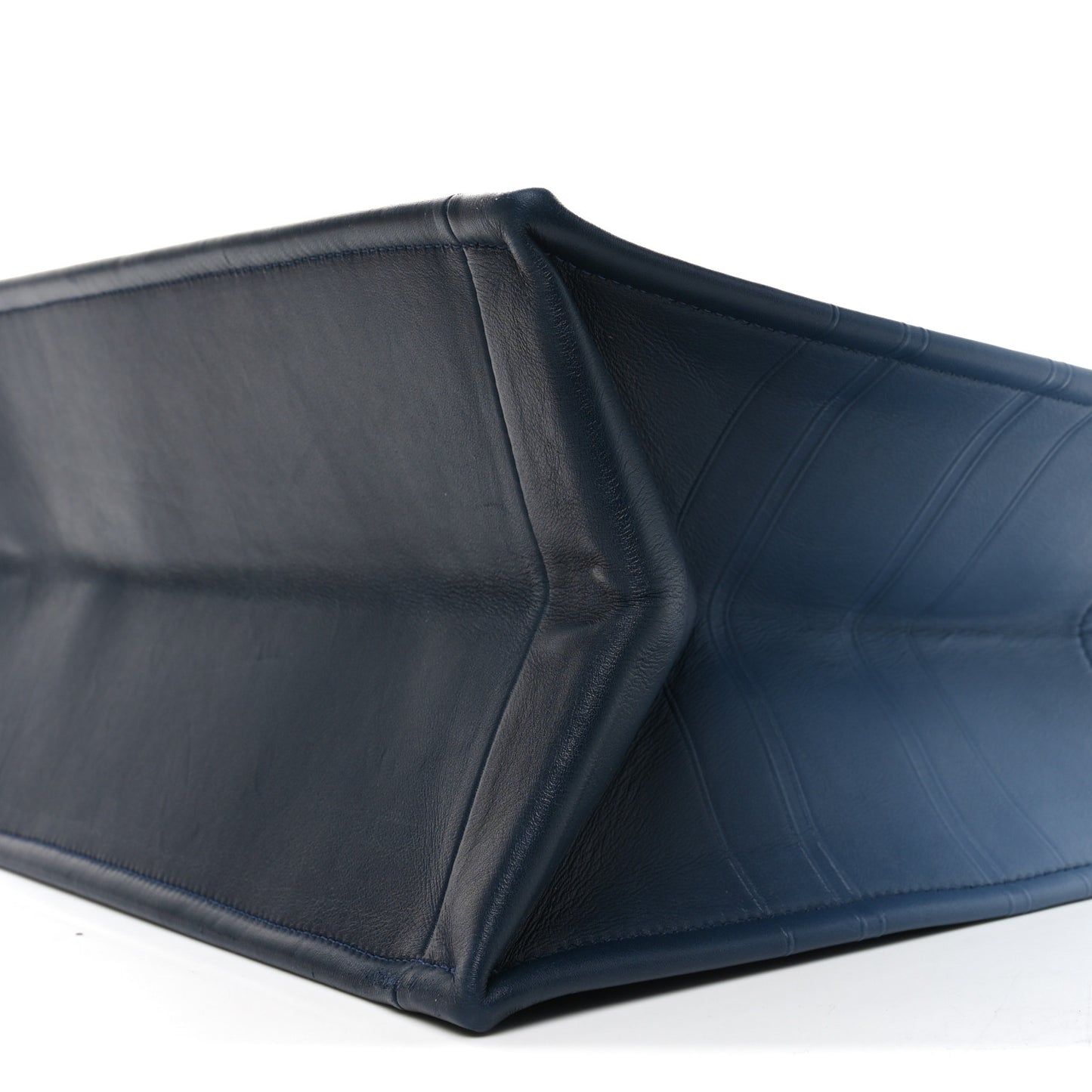 Gradient Smooth Calfskin Embossed Medium Book Tote Indigo Blue