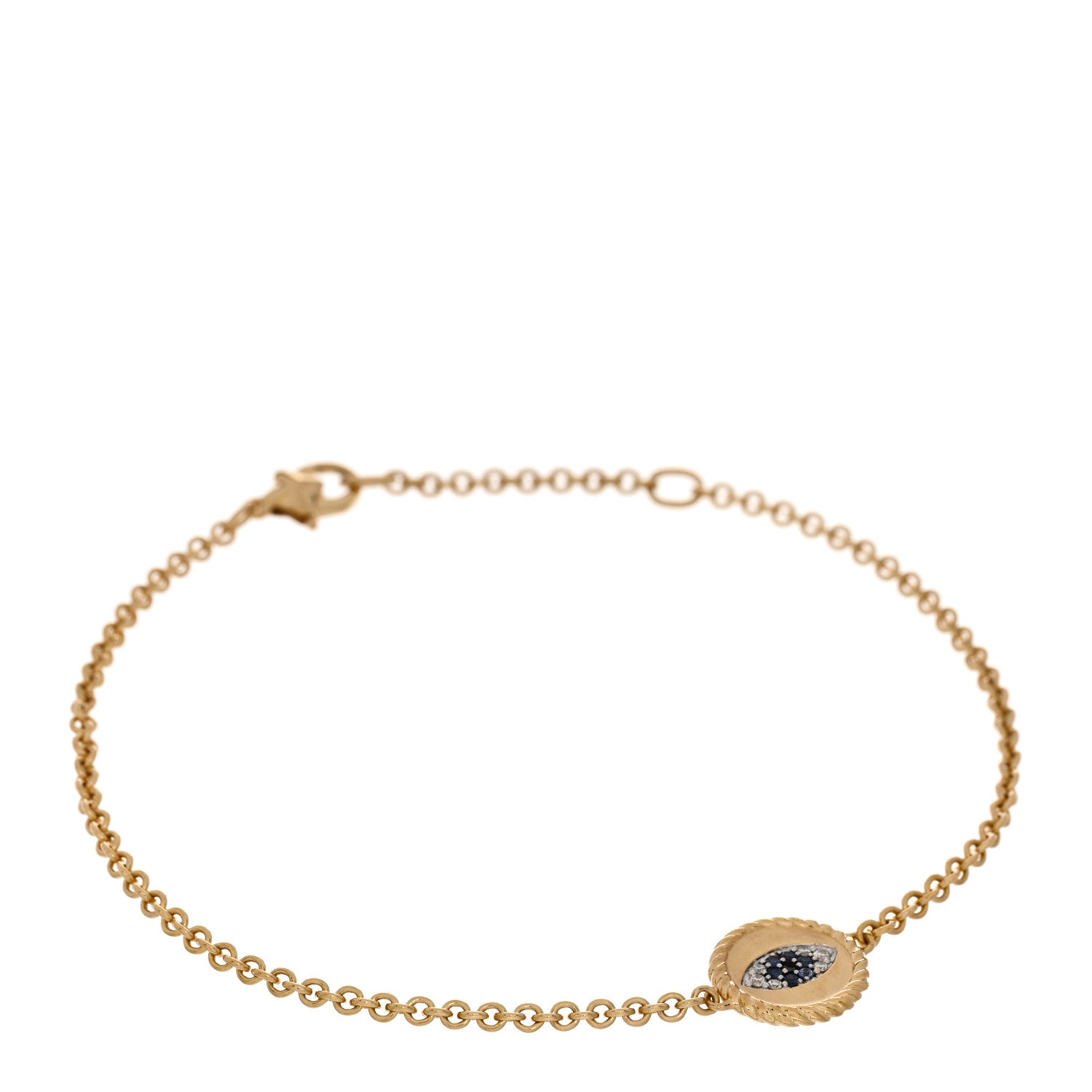 David Yurman 18K Yellow Gold Diamond Blue Sapphire Cable Collectibles Evil Eye Bracelet 1 of 3