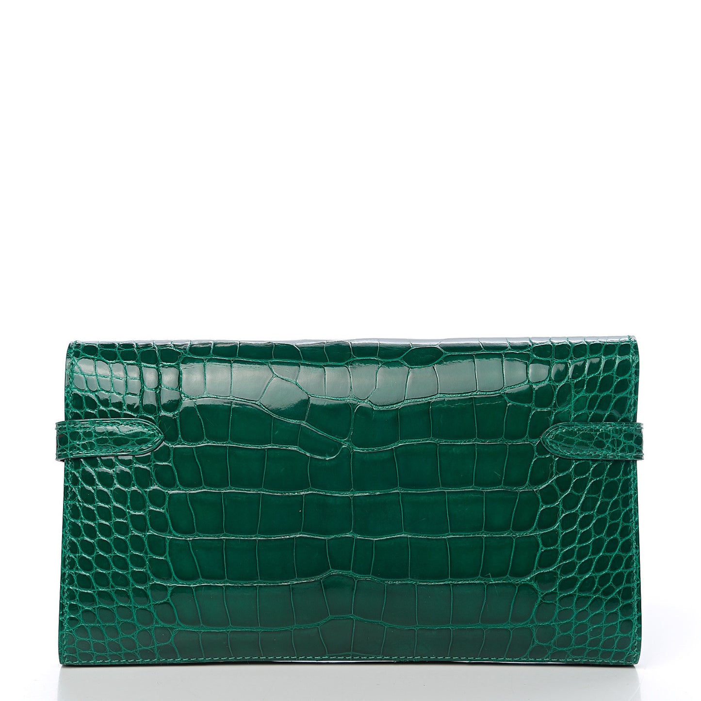 Shiny Alligator Kelly Longue Wallet Vert Emeraude