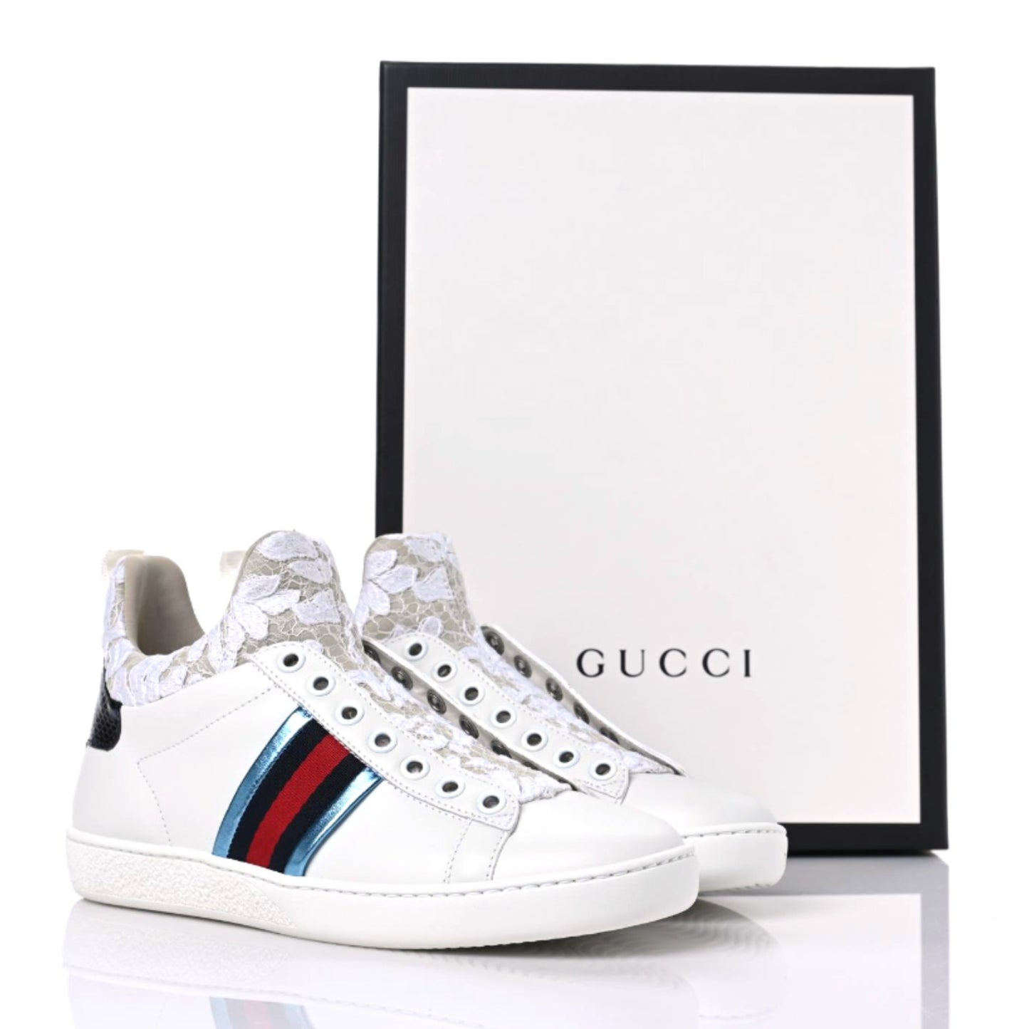 Calfskin Lace Ayers Sylvie Web New Womens Ace High Top Sneakers 34.5 White
