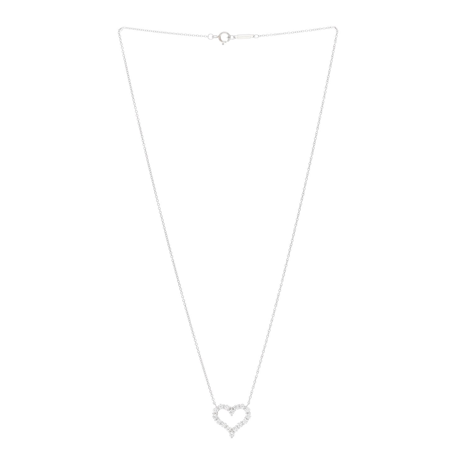 Tiffany Platinum Diamond Small Heart Pendant Necklace 3 of 7