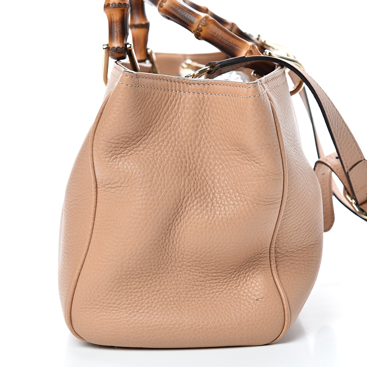 Gucci Pebbled Calfskin Medium Bamboo Shopper Tote Camelia 12 of 12