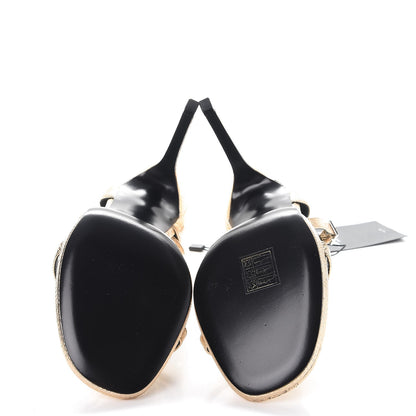 Saint Laurent Metallic Calfskin Jane 110 Ankle Strap Sandals 37.5 Gold 5 of 9