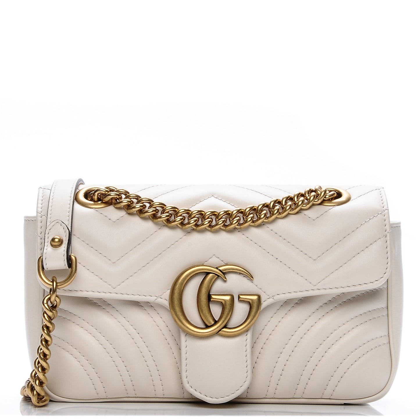 Calfskin Matelasse Mini GG Marmont Shoulder Bag White