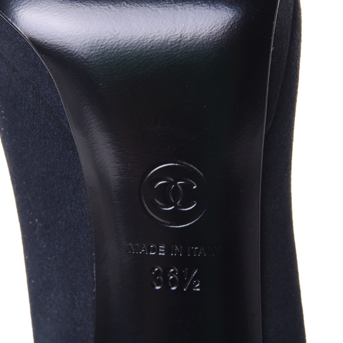 Suede Patent Calfskin Cap Toe CC Pumps 36.5 Navy