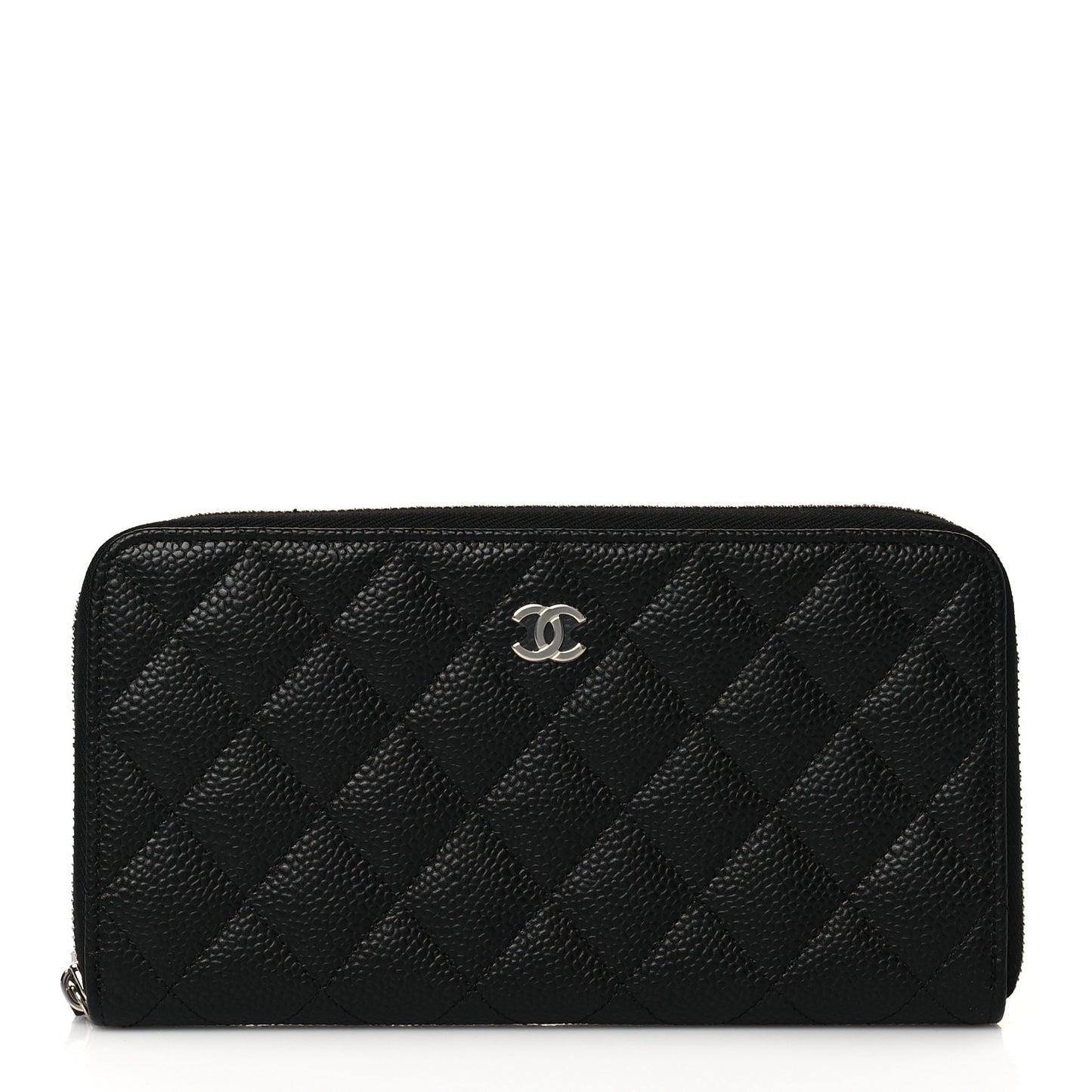 Caviar Quilted Large Gusset Zip Around Wallet Black